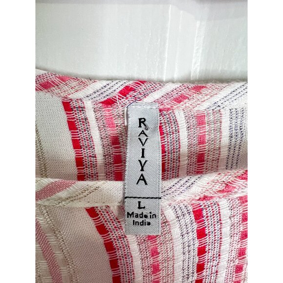 Raviya Pink White Stripe Sleeveless Tiered Boho Sundress Cover Up - Picture 4 of 7